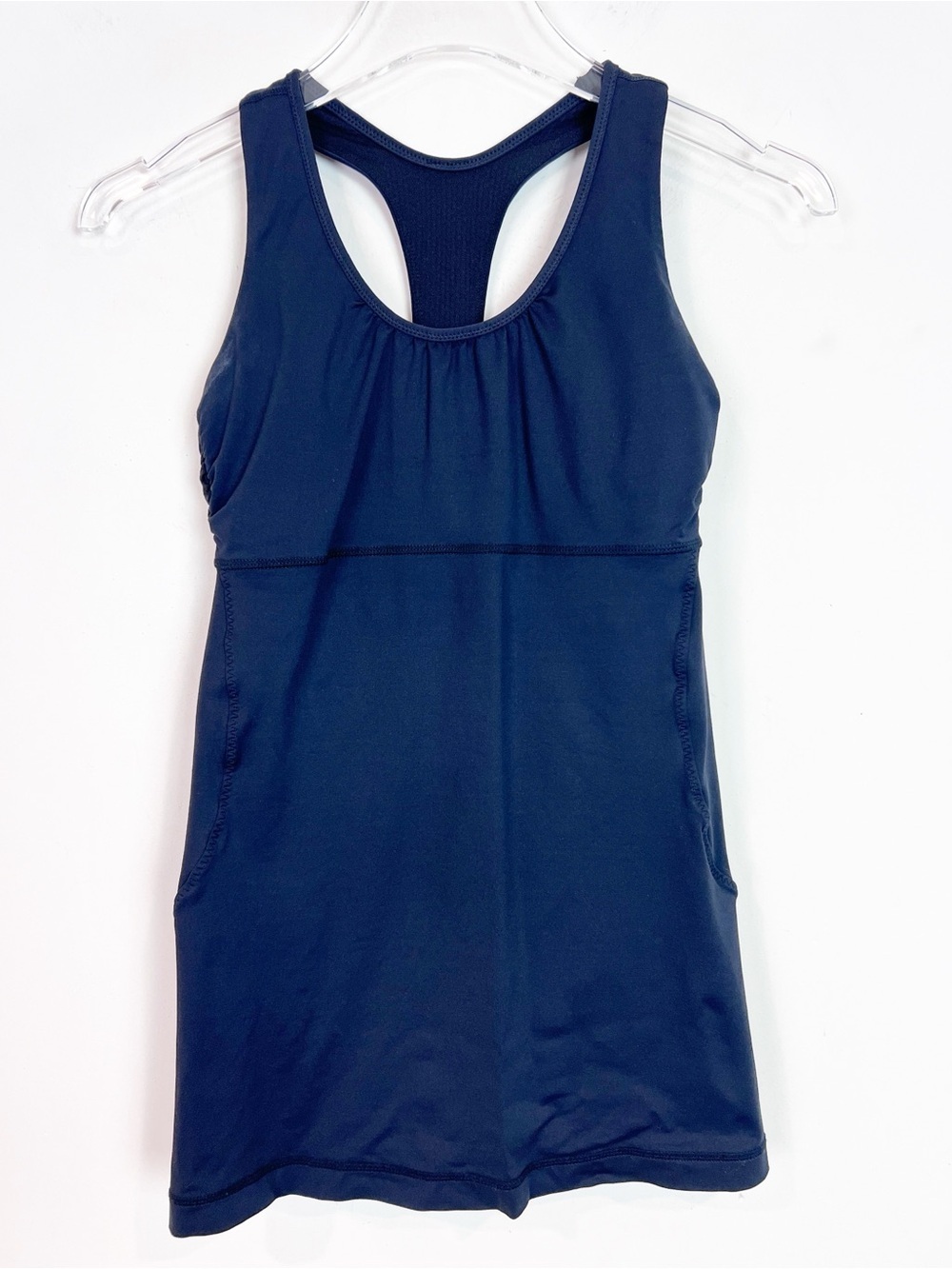 LULULEMON BLACK RACER BACK ATHLETIC SMOCKED RUCHED BACK TANK TOP WOMENS SZ 6